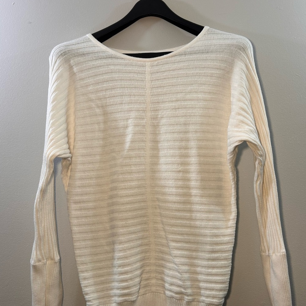 IMAN Cream Ribbed Knit Women's Sweater